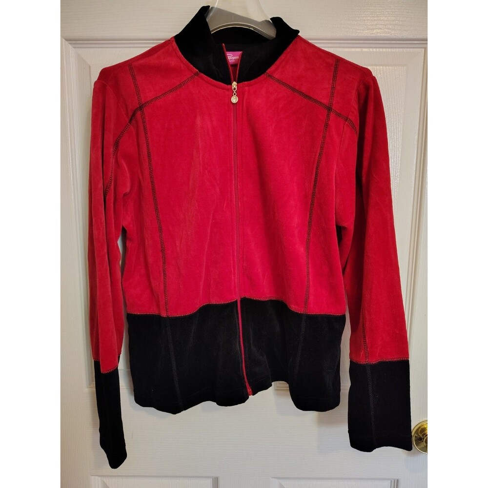 Vintage Y2K era Jacket Pappagallo Women's Petite PM Red/Black Full Zip